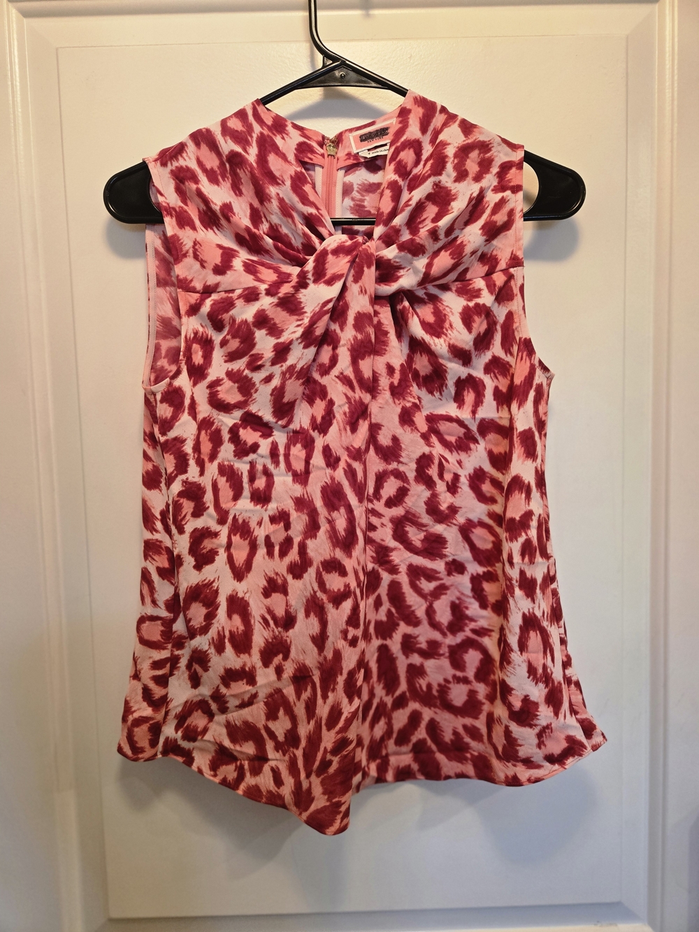 kate spade Pink and Red Animal-Print Bow-Front Sleeveless Top